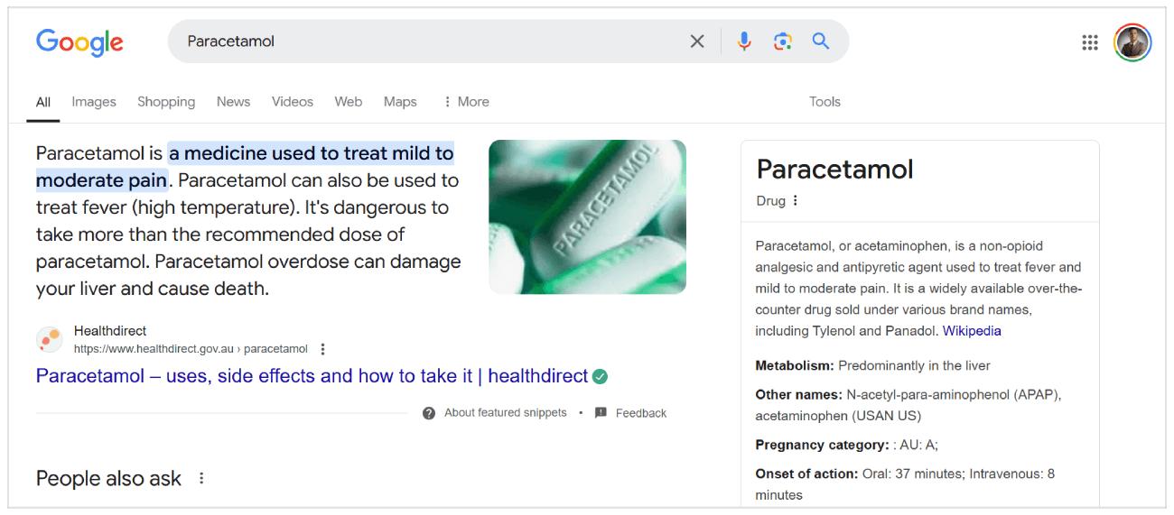 Paracetamol Wissensbereich